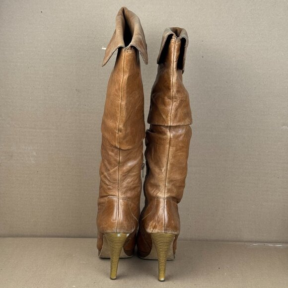 Jessica Simpson Cognac Leather Platform Slouch Boots Size 6.5B AS-IS/REPAIR - Picture 3 of 13